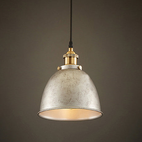 Industrieel Sfeervolle Hanglamp - Zwart/Roest Metaal - 1-Licht Dome Ontwerp met Verstelbare Ketting