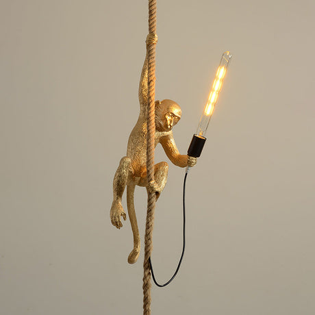 Unieke Aap Hanglamp met Henneptouw - Creatieve Verlichting voor Kinderkamers en Woonruimtes