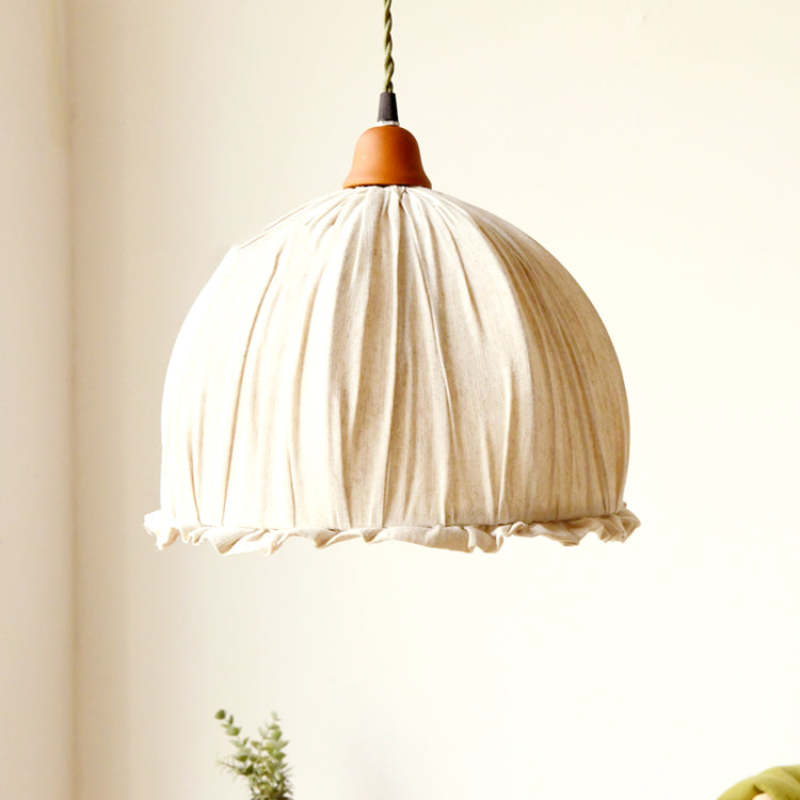 EcoLume - Minimalistische Scandinavische LED Hanglamp Beige Stoffen Kap, Verstelbaar voor Woonkamer en Eetkamer