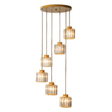 Moderne Drum Aluminium Hanglamp – 3/5-lichts Zwart/Goud Plafondlamp voor Eiland met Warm/Wit Licht