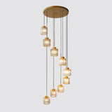 Moderne Drum Aluminium Hanglamp – 3/5-lichts Zwart/Goud Plafondlamp voor Eiland met Warm/Wit Licht