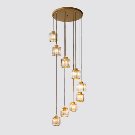 Moderne Drum Aluminium Hanglamp – 3/5-lichts Zwart/Goud Plafondlamp voor Eiland met Warm/Wit Licht