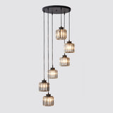 Moderne Drum Aluminium Hanglamp – 3/5-lichts Zwart/Goud Plafondlamp voor Eiland met Warm/Wit Licht