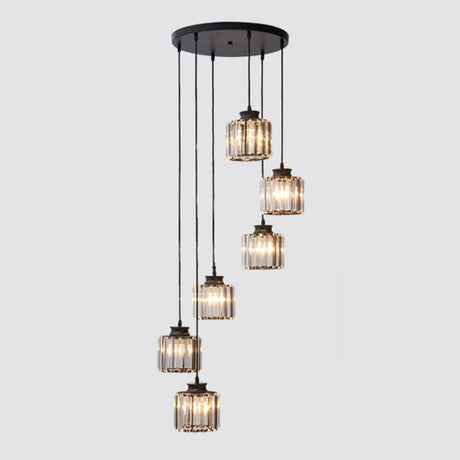 Moderne Drum Aluminium Hanglamp – 3/5-lichts Zwart/Goud Plafondlamp voor Eiland met Warm/Wit Licht