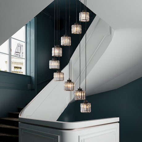 Moderne Drum Aluminium Hanglamp – 3/5-lichts Zwart/Goud Plafondlamp voor Eiland met Warm/Wit Licht