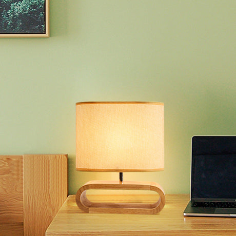Nordic Wood Bedside Lamp - Minimalistische Houten Tafellamp met Stoffen Kap, Ideaal voor Slaapkamer en Woonkamer
