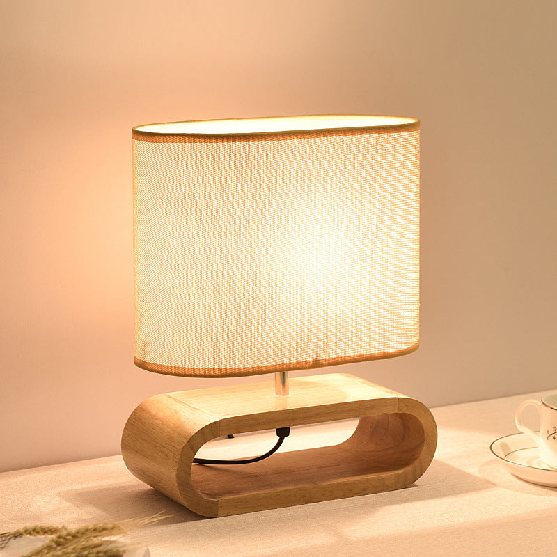 Nordic Wood Bedside Lamp - Minimalistische Houten Tafellamp met Stoffen Kap, Ideaal voor Slaapkamer en Woonkamer