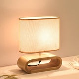 Nordic Wood Bedside Lamp - Minimalistische Houten Tafellamp met Stoffen Kap, Ideaal voor Slaapkamer en Woonkamer