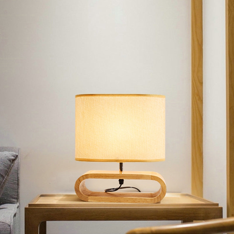 Nordic Wood Bedside Lamp - Minimalistische Houten Tafellamp met Stoffen Kap, Ideaal voor Slaapkamer en Woonkamer