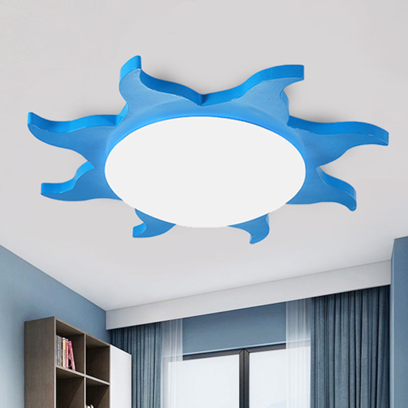 Zonvormige LED Plafondlamp voor Kinderkamers - Cartoon Houten Acryl Lamp - Energiezuinig & Veilig voor Kleuterscholen