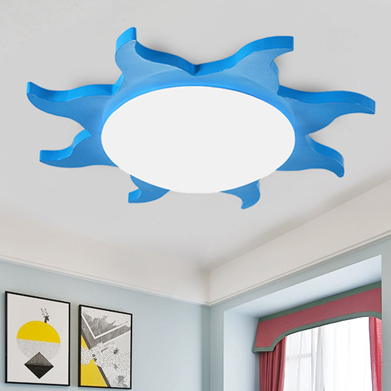 Zonvormige LED Plafondlamp voor Kinderkamers - Cartoon Houten Acryl Lamp - Energiezuinig & Veilig voor Kleuterscholen