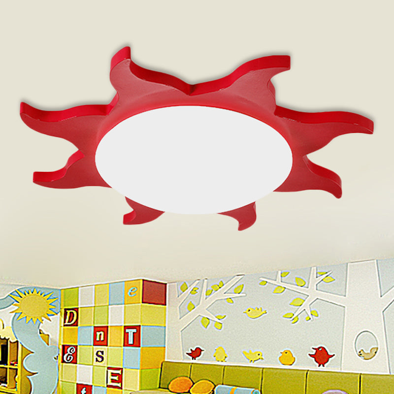 Zonvormige LED Plafondlamp voor Kinderkamers - Cartoon Houten Acryl Lamp - Energiezuinig & Veilig voor Kleuterscholen