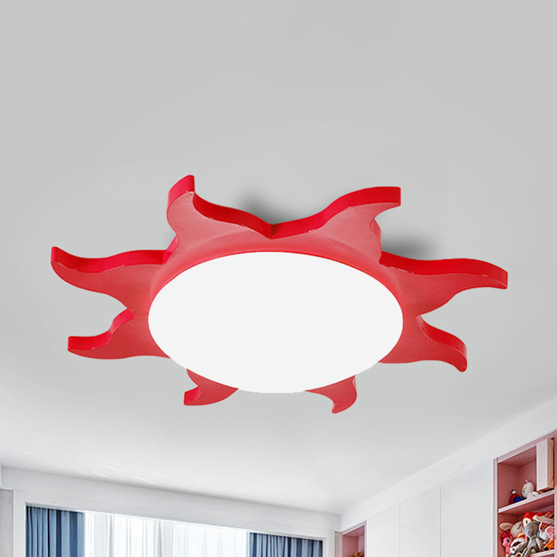 Zonvormige LED Plafondlamp voor Kinderkamers - Cartoon Houten Acryl Lamp - Energiezuinig & Veilig voor Kleuterscholen