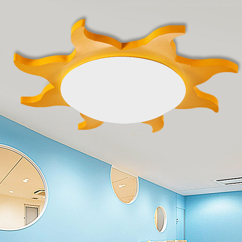 Zonvormige LED Plafondlamp voor Kinderkamers - Cartoon Houten Acryl Lamp - Energiezuinig & Veilig voor Kleuterscholen
