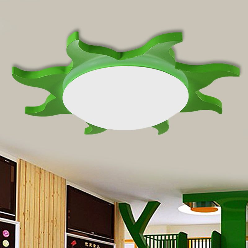 Zonvormige LED Plafondlamp voor Kinderkamers - Cartoon Houten Acryl Lamp - Energiezuinig & Veilig voor Kleuterscholen