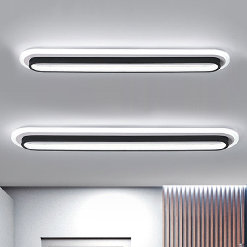 Moderne Ovale LED Plafondlamp - Zwart/Wit met Acryl Diffuser voor Slaapkamer en Woonkamer