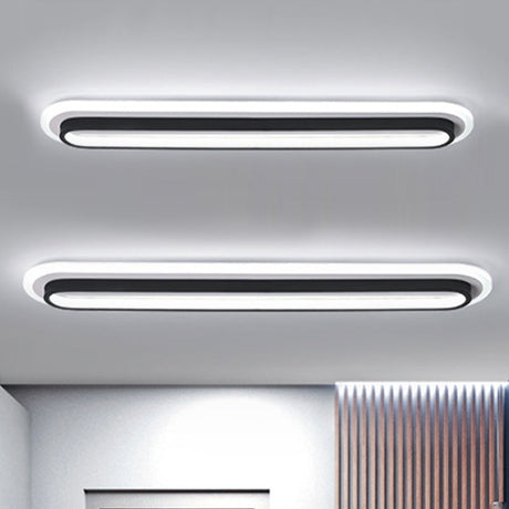 Moderne Ovale LED Plafondlamp - Zwart/Wit met Acryl Diffuser voor Slaapkamer en Woonkamer