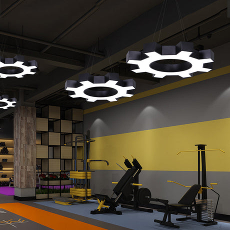 Gear Shaped Gym Hanglamp - Industriële LED Hanglamp met Metallic Afwerking voor Moderne Gyms en Sportzalen