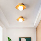 Moderne Houten Plafondlamp - Semi-Flush Mount 1-Licht voor Gang en Hal