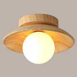Moderne Houten Plafondlamp - Semi-Flush Mount 1-Licht voor Gang en Hal