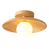 Moderne Houten Plafondlamp - Semi-Flush Mount 1-Licht voor Gang en Hal