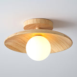 Moderne Houten Plafondlamp - Semi-Flush Mount 1-Licht voor Gang en Hal