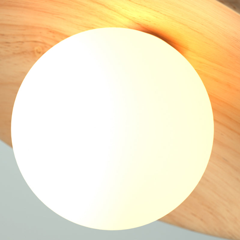 Moderne Houten Plafondlamp - Semi-Flush Mount 1-Licht voor Gang en Hal