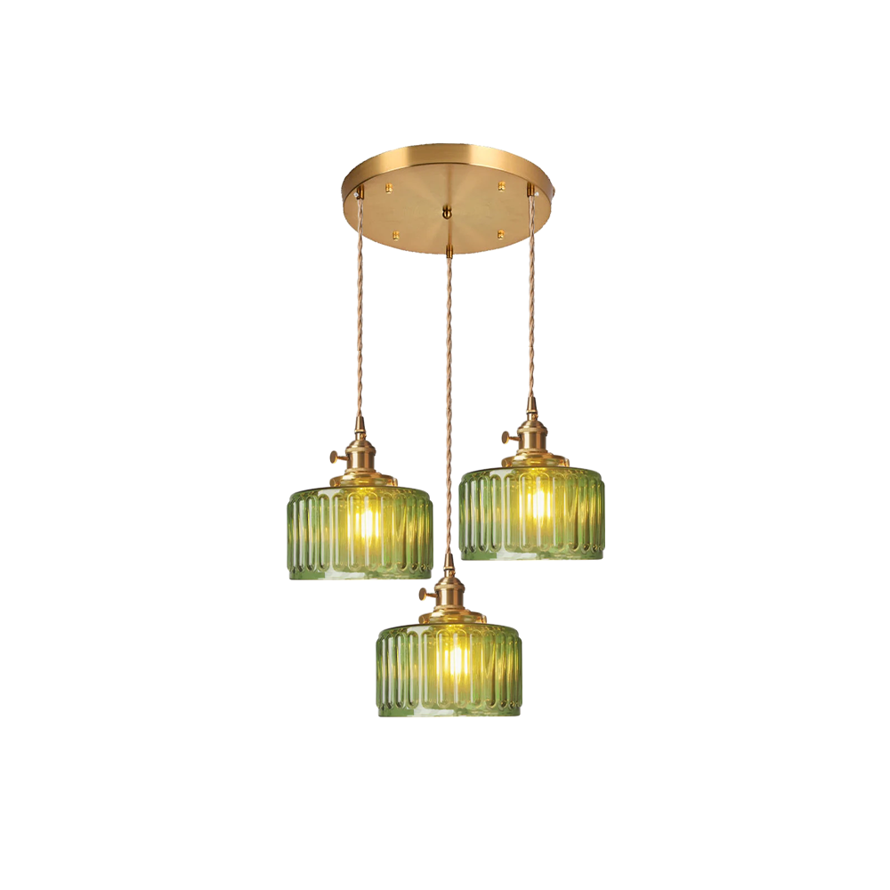 Retro Korte Cilinder Golvend Glazen Hanglamp