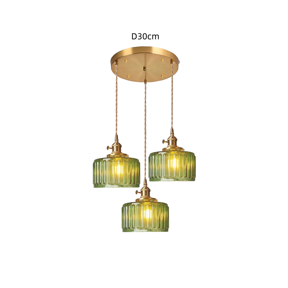 Retro Korte Cilinder Golvend Glazen Hanglamp