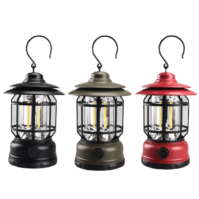 Draagbare Retro Campingleucht - VintageGlow, LED Campinglamp voor Outdoor, Tuin, en Avonturen