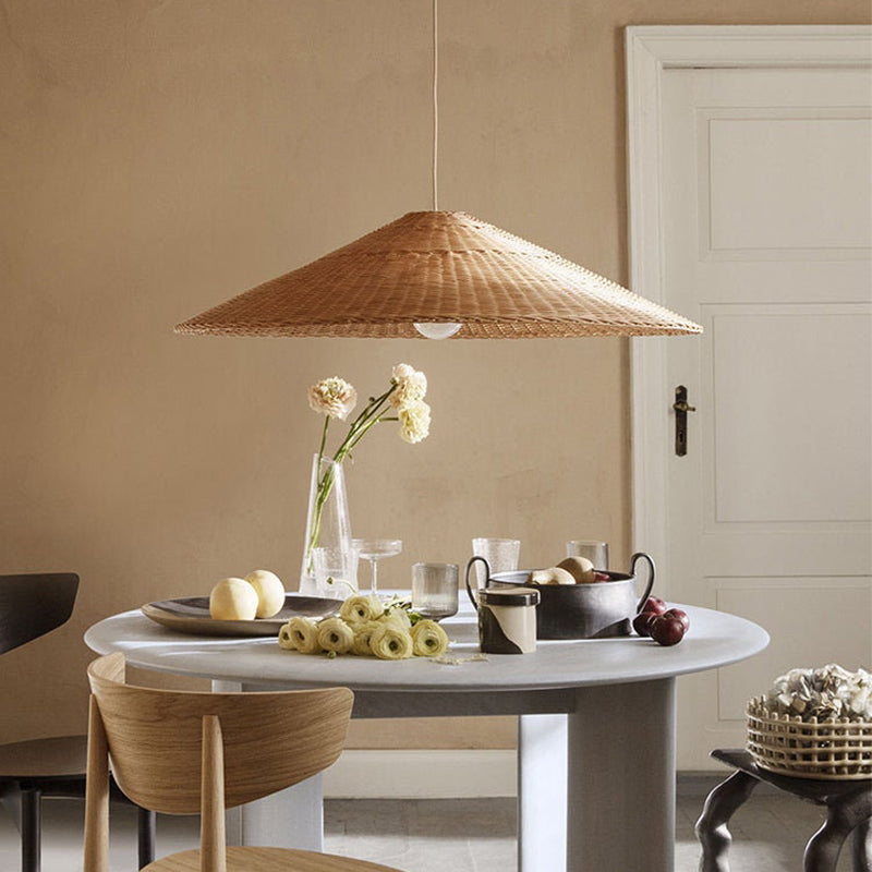 Geweven Rotan Hanglamp Wicker Kegel Lampenkap