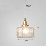 Retro Korte Cilinder Golvend Glazen Hanglamp