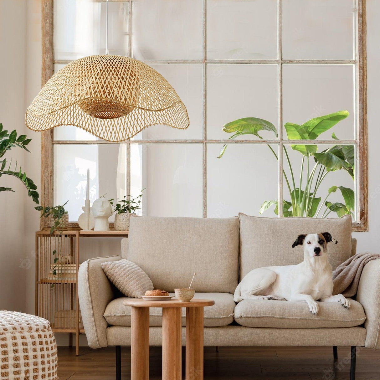 Duurzame Handgemaakte Bamboe Hanglamp - Natuurlijke Verlichting voor Woonkamer & Eetkamer