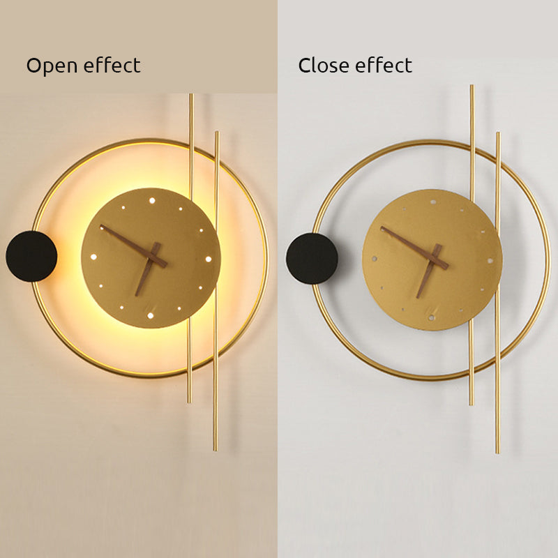 Moderne LED Wandlamp met Klok – Stijlvolle Zwarte Verlichting voor Kinderkamer, Woonkamer, en Slaapkamer