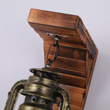 Vintage Lantaarn Wandlamp – Metalen en Houten Retro Verlichting voor Woonkamer en Slaapkamer
