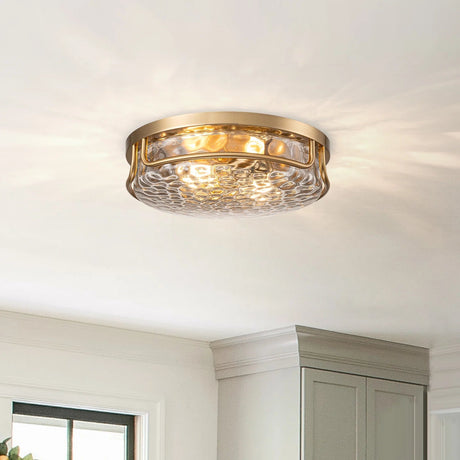 Glowlings Farmhouse 2-Light Water Ripple Glass Seeded Flush Mount
