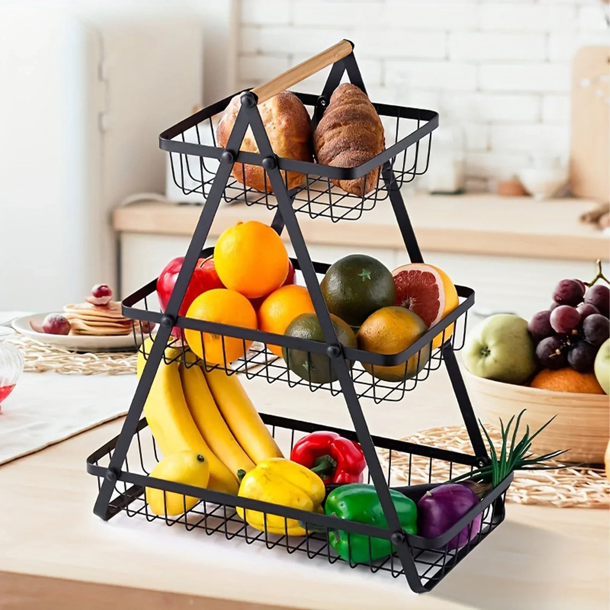 FruitCascade 3-Laags Fruitmand | Stijlvolle & Ruimtebesparende Keukenoplossing