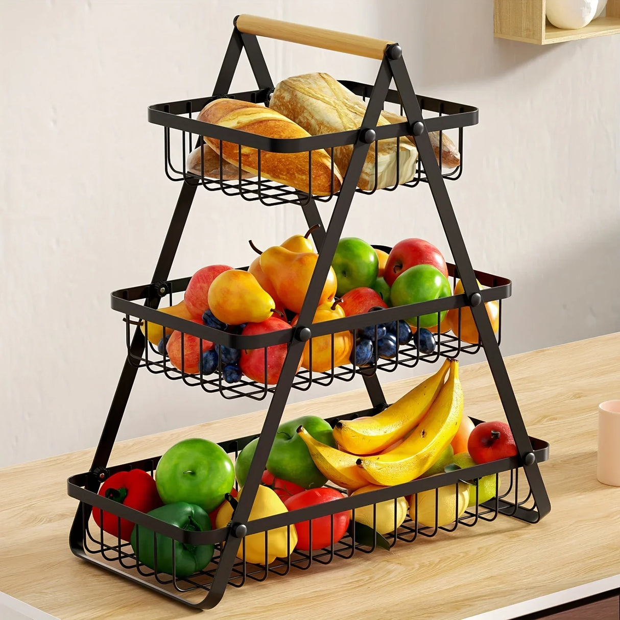 FruitCascade 3-Laags Fruitmand | Stijlvolle & Ruimtebesparende Keukenoplossing