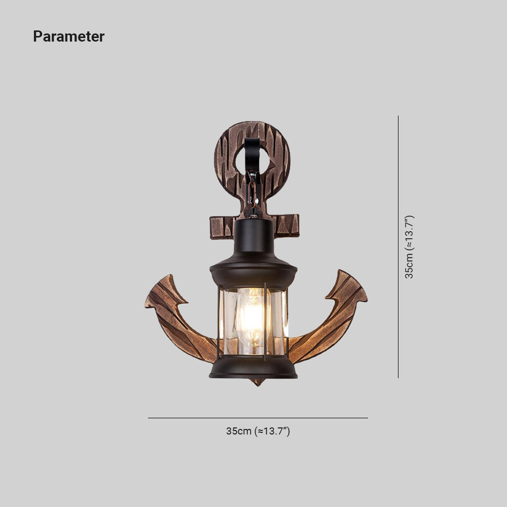 Vintage Anker LED Wandlamp - Industrieel Metaal & Hout voor Eetkamer/Woonkamer