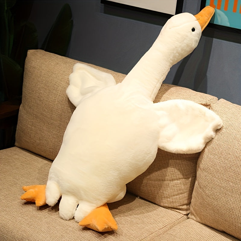 Zachte Witte Eend Pluche Knuffel - Grote Zwaan/Gans Speelgoed, Fluffy Vloermat voor Kinderkamer en Huisdecoratie