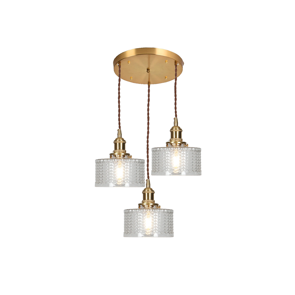 Retro Korte Cilinder Golvend Glazen Hanglamp