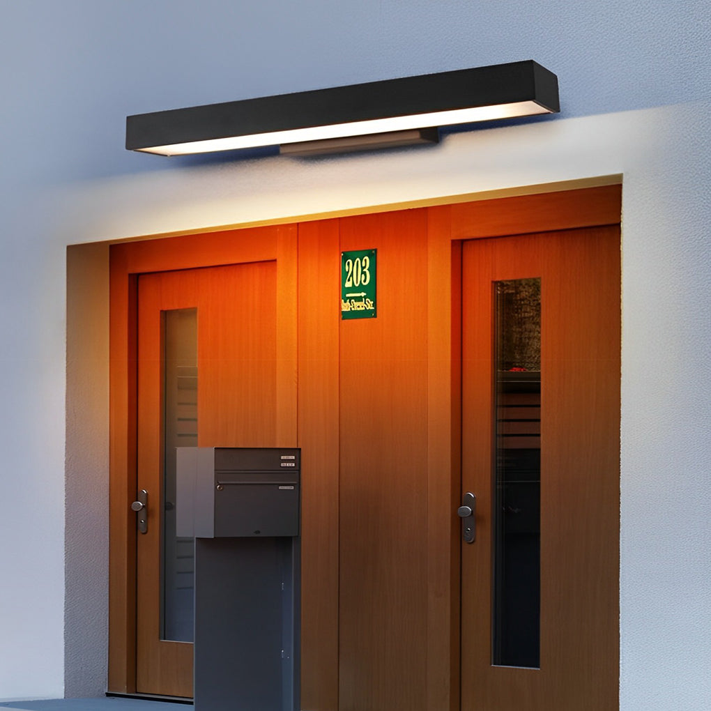 Rechthoekige Minimalistische Waterdichte Bewegingssensor Zwarte Moderne Wandlamp