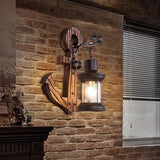 Vintage Anker LED Wandlamp - Industrieel Metaal & Hout voor Eetkamer/Woonkamer