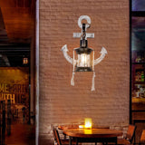 Vintage Anker LED Wandlamp - Industrieel Metaal & Hout voor Eetkamer/Woonkamer