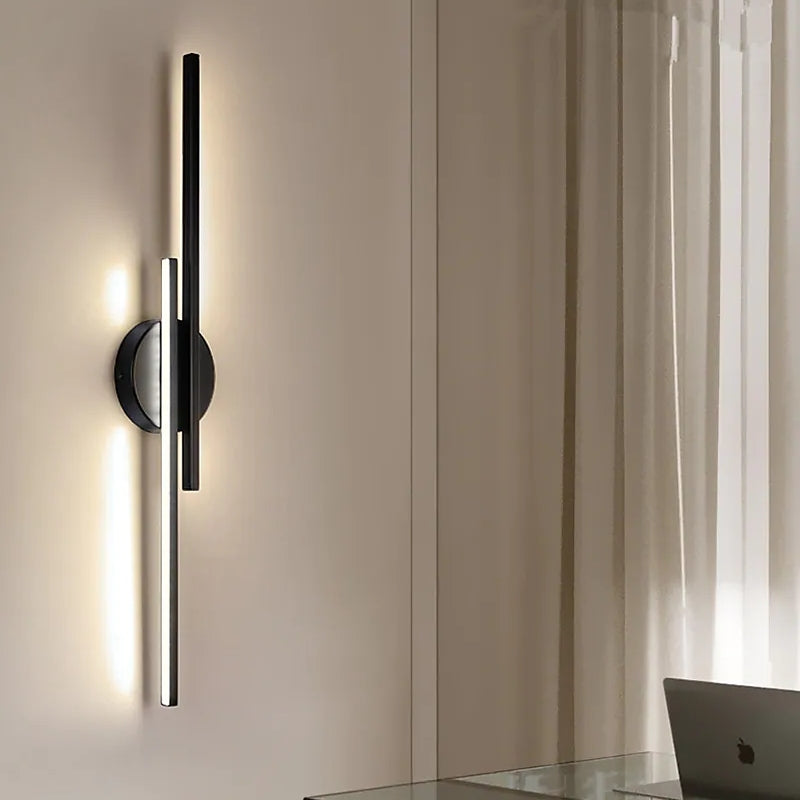 Moderne LED Wandlamp – Slank Dubbel Lijn Design voor Slaapkamer en Woonkamer | Zwart/Wit, Metalen Behuizing