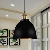 Industrieel Sfeervolle Hanglamp - Zwart/Roest Metaal - 1-Licht Dome Ontwerp met Verstelbare Ketting