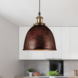 Industrieel Sfeervolle Hanglamp - Zwart/Roest Metaal - 1-Licht Dome Ontwerp met Verstelbare Ketting