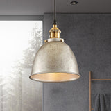 Industrieel Sfeervolle Hanglamp - Zwart/Roest Metaal - 1-Licht Dome Ontwerp met Verstelbare Ketting
