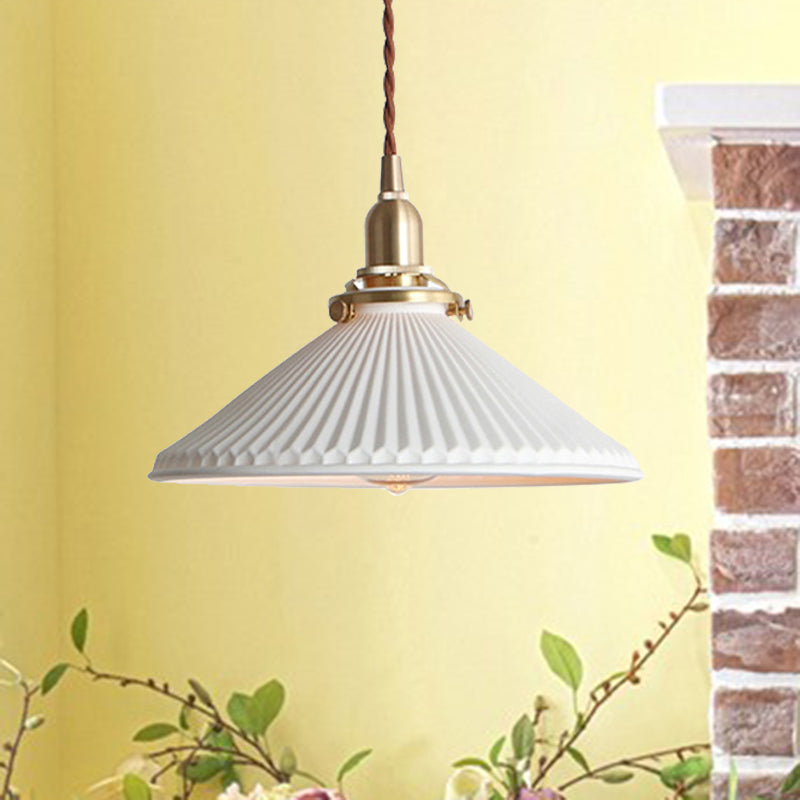 Geribbelde Kegel Hanglamp Keramiek Eetkamerverlichting