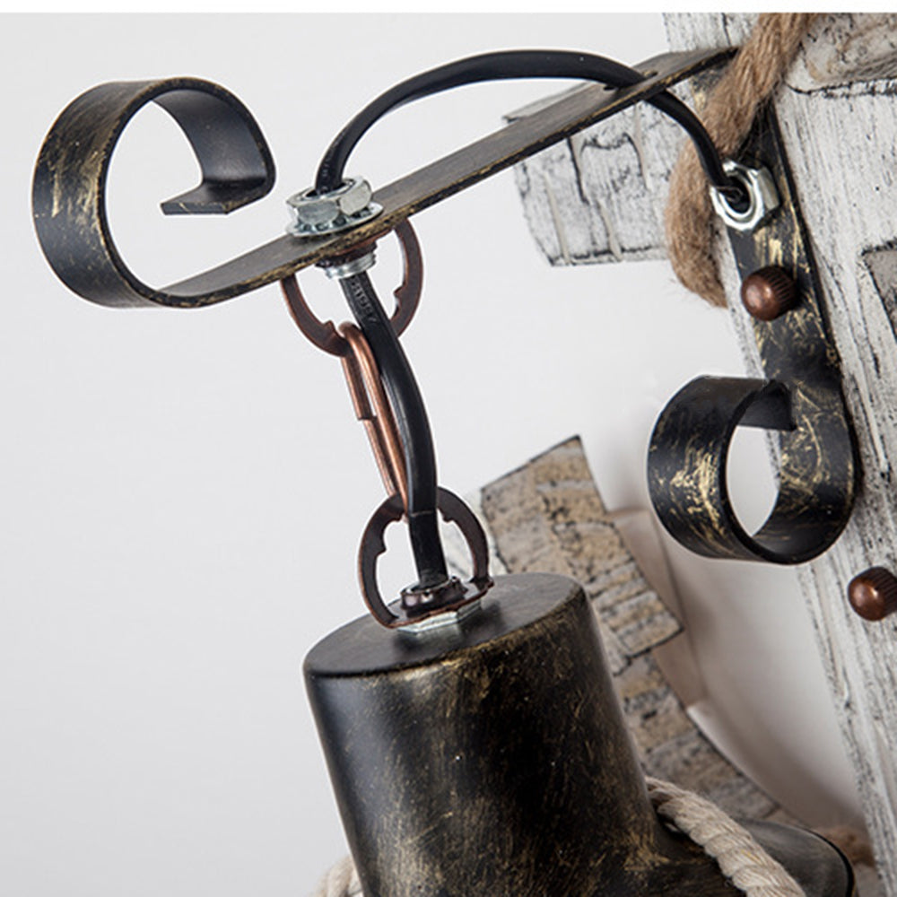Vintage Anker LED Wandlamp - Industrieel Metaal & Hout voor Eetkamer/Woonkamer
